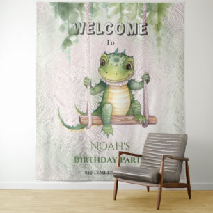 Babykrokodile Geburtstagsparty Hintergrund Wandteppich