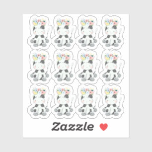 Babykuh mit Blumenkronen-Kinderzimmer Aufkleber