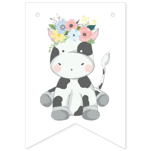 Babykuh mit geblümtem Kinderzimmer/Duschdekor Wimpelkette (Zweite Fahne)