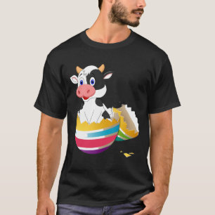 Babykuh schlüpft aus Osterei Ostersonntag T-Shirt