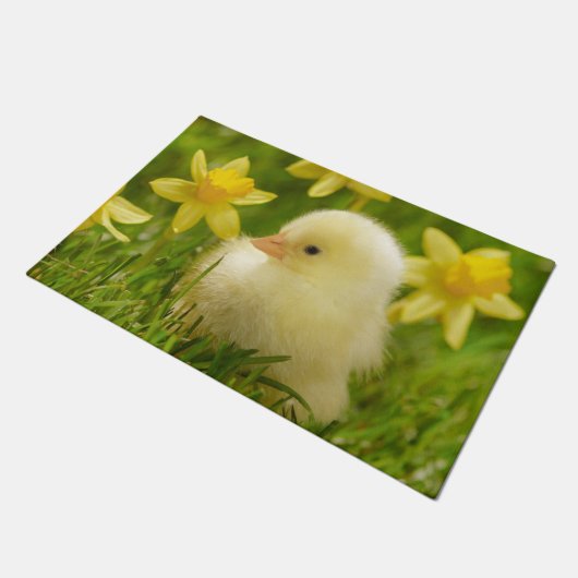 Babyküken in Narzissen Fußmatte (Schrägansicht)