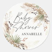 Babyl Duschpampas Gras modern schwarz elegant Runder Aufkleber (Vorderseite)