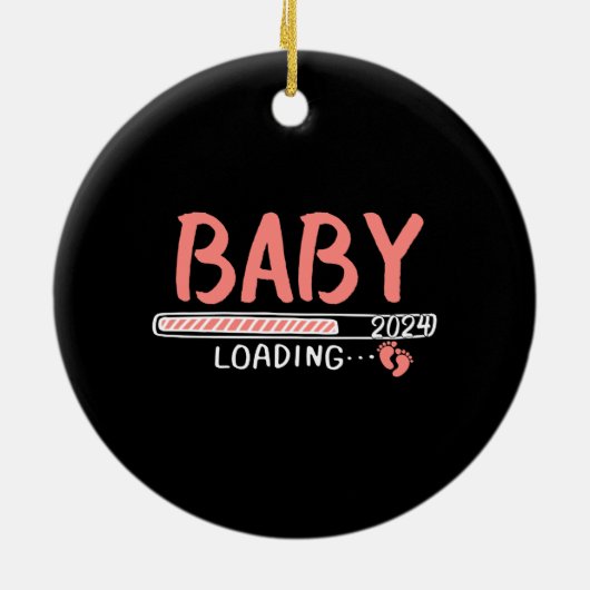 Babyladung 2024 Bitte warten Keramik Ornament (Hinten)