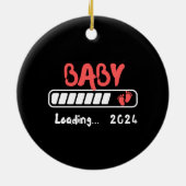 Babyladung 2024 für Schwangerschaftsankündigung lu Keramik Ornament (Hinten)