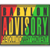 Babylon Advisory Revolutionary RASTA REGGAE Aufkleber (Vorderseite)
