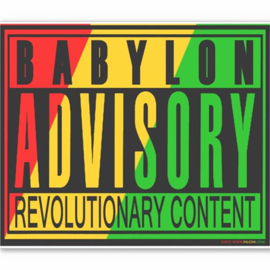 Babylon Advisory Revolutionary RASTA REGGAE Aufkleber (Vorderseite)