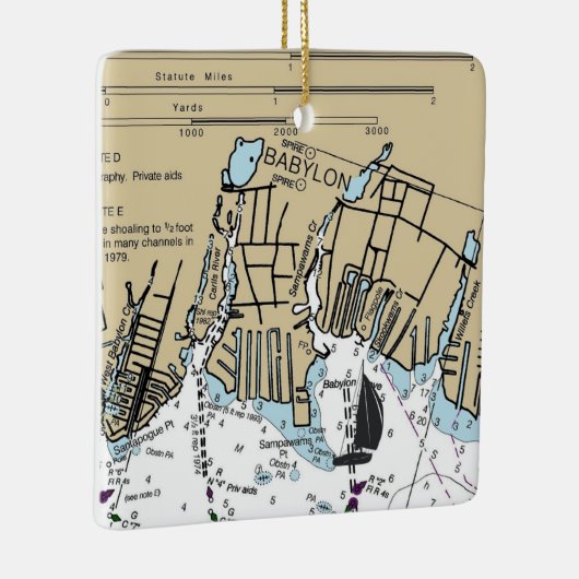 Babylon NY Nautical Chart Keramikornament (Rechts)