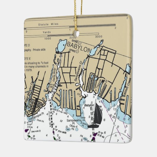 Babylon NY Nautical Chart Keramikornament (Links)