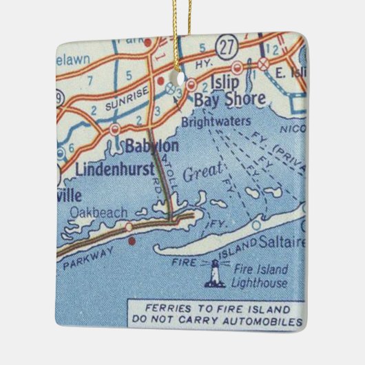 Babylon NY Vintag Map Keramikornament (Links)