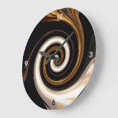 Babylon Swirl in Schwarz, Weiß, Braun und Gold Große Wanduhr (Winkel)