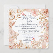 Babymädchen-Dusche Rosa Wasserfarbe Blumenblätter Einladung (Vorderseite)