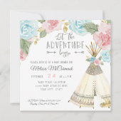 Babymädchen-Duschvorrichtung Lass des Abenteuerbeg Einladung (Vorderseite)