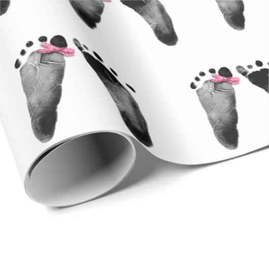 Babymädchen mit rosa Bow Geschenkpapier (Rolleneckpunkt)