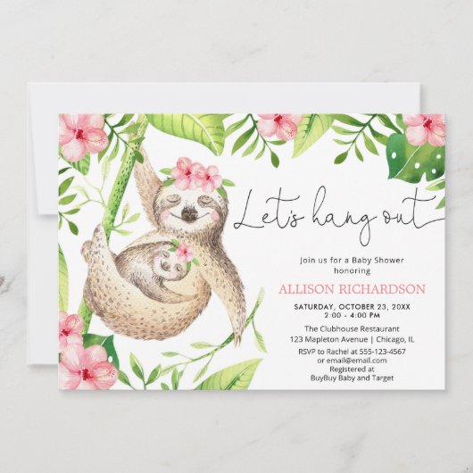 Babymädchen mit rosafarbener Vegetation Tropische Einladung (Vorderseite)