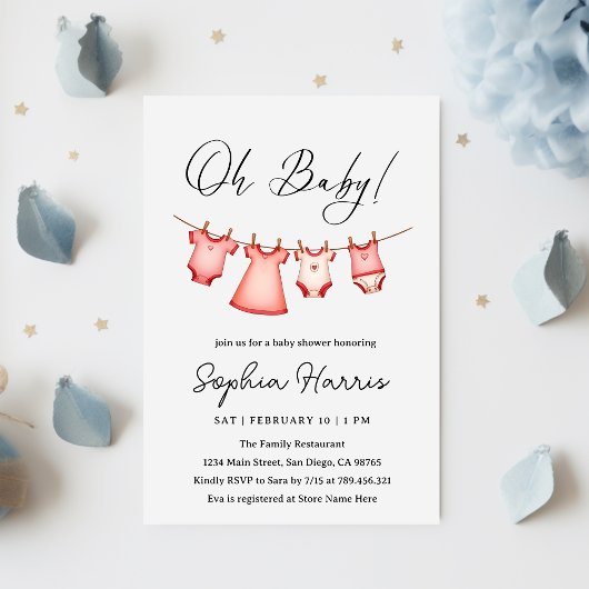 Babymädchen pink Babydusche Einladung