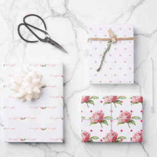Babymädchen-Sortiment aus rosa Wrapping Paper Geschenkpapier Set
