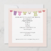 Babymädchendusche mit weißer Krippe und Wolke Einladung (Rückseite)