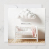 Babymädchendusche mit weißer Krippe und Wolke Einladung (Vorderseite)