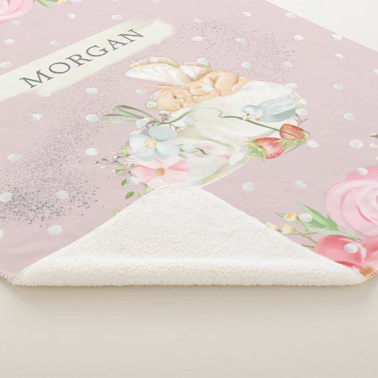 Babymärchen niedlicher Garten verzaubert Monogramm Sherpadecke (3/4)