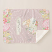 Babymärchen niedlicher Garten verzaubert Monogramm Sherpadecke (Vorderseite (Horizontal))