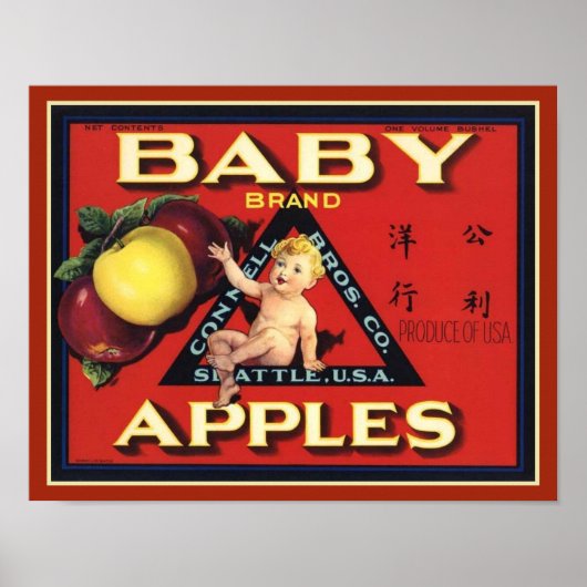 Babymarke Äpfel Fruchtkäse-Etikett der 40er Jahre Poster (Vorne)