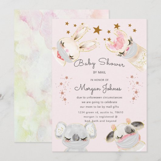 Babymaske Baby Dusche per E-Mail (Vorne/Hinten)