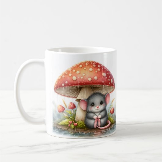 Babymäuse unter Mushroom Umbrella Kaffeetasse (Links)