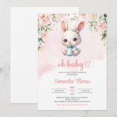 Babymilch Flasche Aquarell Blütenblüte Einladung (Vorne/Hinten)