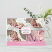 Babymitteilung/danken Ihnen zu kardieren Dankeskarte (Stehend Vorderseite)