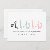 Babymoderne Dusche mit zwei Säuglingen Feiertagspostkarte (Vorne/Hinten)