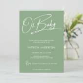 Babymoderne Skriptkalligraphie Babydusche Einladung (Stehend Vorderseite)