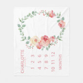 Babymonate Rosa Mit Monogramm Fleecedecke (Vorderseite)