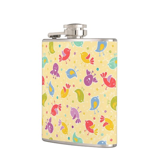 Babymuster mit niedlichen Vögeln Flachmann (Links)