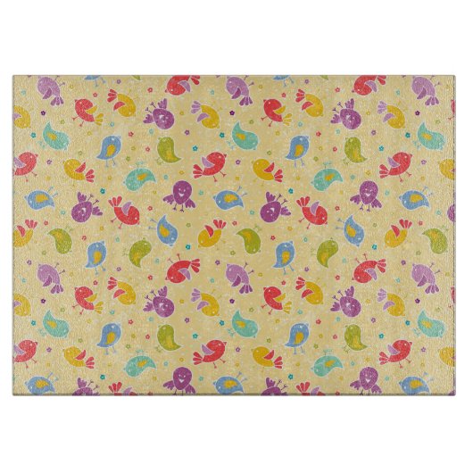 Babymuster mit niedlichen Vögeln Schneidebrett (Vorderseite)