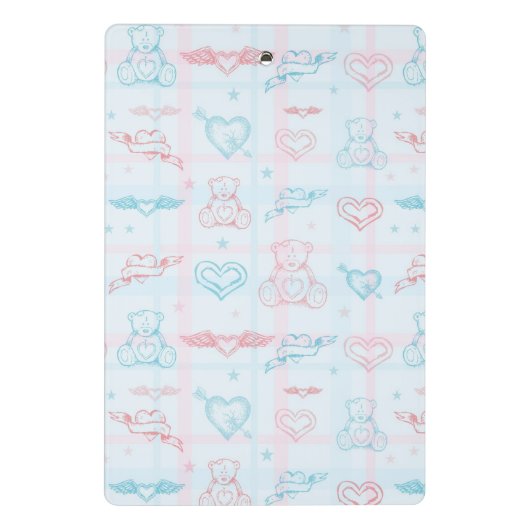 Babymuster mit Teddybären Mini Klemmbrett (Rückseite)