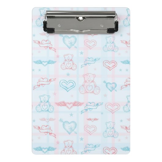 Babymuster mit Teddybären Mini Klemmbrett (Vorderseite)