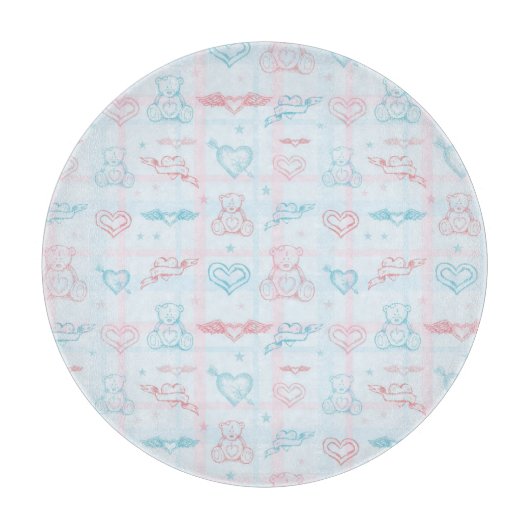 Babymuster mit Teddybären Schneidebrett (Vorderseite)