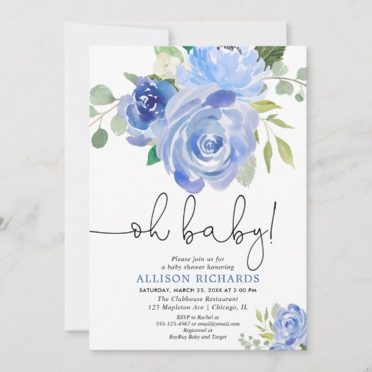 Babynacht Blütendusche Einladung (Vorderseite)