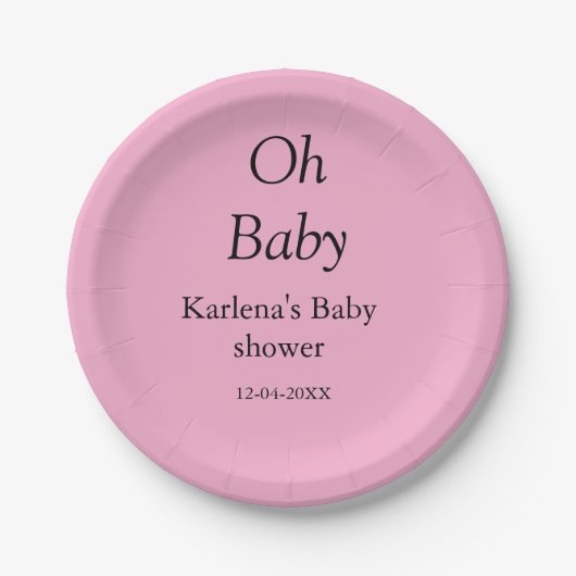 Babynahrung Baby Dusche Datum einfach minimal Pappteller (Vorderseite)