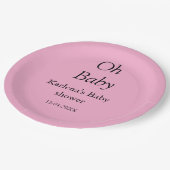 Babynahrung Baby Dusche Datum einfach minimal Pappteller (Schrägansicht)
