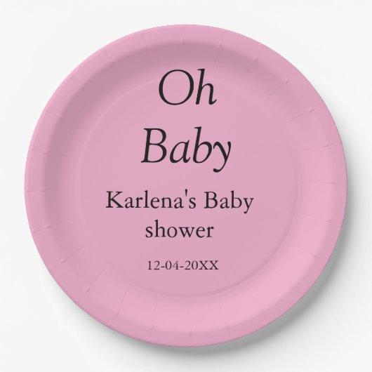 Babynahrung Baby Dusche Datum einfach minimal Pappteller (Vorderseite)