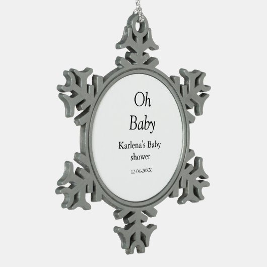 Babynahrung Baby Dusche Datum einfach minimal Schneeflocken Zinn-Ornament (Links)
