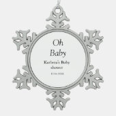 Babynahrung Baby Dusche Datum einfach minimal Schneeflocken Zinn-Ornament (Vorderseite)