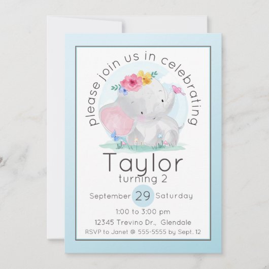 Babynahrung mit Blume zum Geburtstag Einladung (Vorderseite)