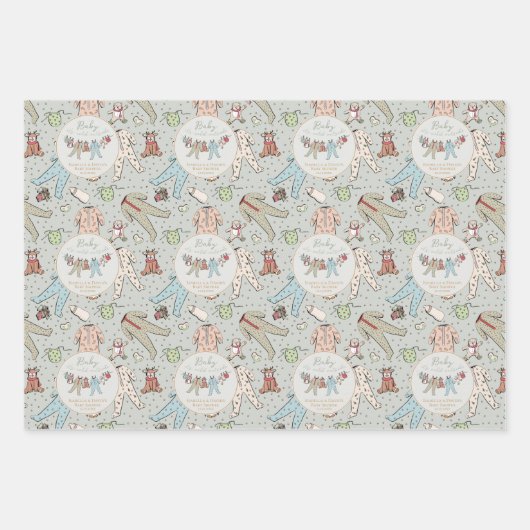 Babynahrung mit kalter Außendusche Geschenkpapier Set (Vorderseite)