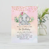 Babynahrung und Blume 1. Geburtstag Einladung (Stehend Vorderseite)