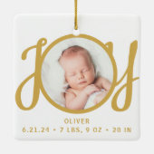 Babyname Birth Stats Foto Keepake Keramikornament (Rückseite)