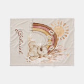 Babyname Boho Teddy Bear Rainbow Fleecedecke (Vorderseite (Horizontal))