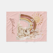 Babyname Boho Teddy Bear Rainbow Fleecedecke (Vorderseite (Horizontal))