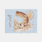 Babyname Boho Teddy Bear Rainbow Fleecedecke (Vorderseite (Horizontal))